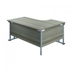 Jemini Radial Left Hand Cantilever Desk 1800x1200x730mm Grey Oak/Silver KF807773 KF807773