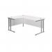 Jemini Radial Left Hand Cantilever Desk 1800x1200x730mm White/Silver KF807797 KF807797