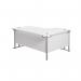 Jemini Radial Left Hand Cantilever Desk 1800x1200x730mm White/Silver KF807797 KF807797