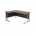 Jemini Radial Left Hand Cantilever Desk 1800x1200x730mm Dark Walnut/Silver KF807810 KF807810