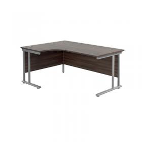 Jemini Radial Left Hand Cantilever Desk 1800x1200x730mm Dark Walnut/Silver KF807810 KF807810