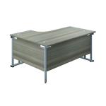Jemini Radial Right Hand Cantilever Desk 1800x1200x730mm Grey Oak/Silver KF807834 KF807834