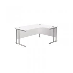 Jemini Radial Right Hand Cantilever Desk 1800x1200x730mm White/Silver KF807858 KF807858