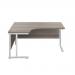 Jemini Radial Left Hand Cantilever Desk 1800x1200x730mm Grey Oak/White KF807896 KF807896