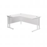 Jemini Radial Left Hand Cantilever Desk 1800x1200x730mm White/White KF807919 KF807919