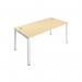 A modern office setting with a sleek Jemini 1 person bench desk in maple and white. The spacious 1200x800x730mm desk allows for efficient work, while the clean design adds a touch of elegance to the space.