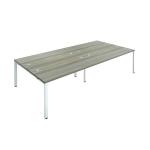 Jemini 4 Person Bench Desk 2400x1600x730mm Grey Oak/White KF808732 KF808732