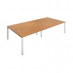 Jemini 4 Person Bench Desk 2400x1600x730mm Nova OakWhite KF808749 KF808749