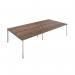 Jemini 4 Person Bench Desk 2400x1600x730mm Dark Walnut/White KF808770 KF808770