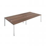 Jemini 4 Person Bench Desk 2400x1600x730mm Dark WalnutWhite KF808770 KF808770