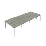 Jemini 6 Person Bench Desk 3600x1600x730mm Grey Oak/White KF808794 KF808794