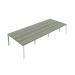Jemini 6 Person Bench Desk 3600x1600x730mm Grey Oak/White KF808794