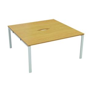 VOW Jemini 2 Person Extension Bench Desk 1400x1600x730mm Nova Oak