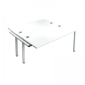 VOW Jemini 2 Person Extension Bench Desk 1400x1600x730mm WhiteWhite