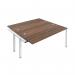 Jemini 2 Person Extension Bench Desk 1400x1600x730mm Dark Walnut/White KF809012 KF809012