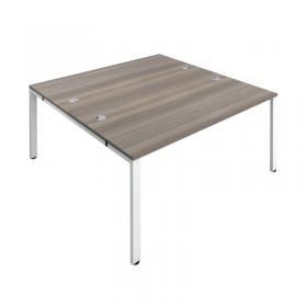 Jemini 2 Person Bench Desk 1400x1600x730mm Grey Oak/White KF809036 KF809036