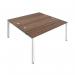 Jemini 2 Person Bench Desk 1400x1600x730mm Dark Walnut/White KF809074 KF809074