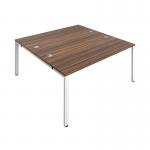Jemini 2 Person Bench Desk 1400x1600x730mm Dark WalnutWhite KF809074 KF809074