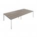 Jemini 4 Person Bench Desk 2800x1600x730mm Grey Oak/White KF809098 KF809098