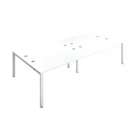 Jemini 4 Person Bench Desk 2800x1600x730mm White/White KF809111 KF809111