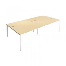 Jemini 4 Person Bench Desk 2800x1600x730mm Maple/White KF809128 KF809128