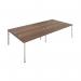 Jemini 4 Person Bench Desk 2800x1600x730mm Dark Walnut/White KF809135 KF809135