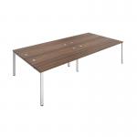 Jemini 4 Person Bench Desk 2800x1600x730mm Dark WalnutWhite KF809135 KF809135
