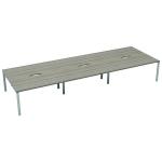 Jemini 6 Person Bench Desk 4200x1600x730mm Grey Oak/White KF809159 KF809159