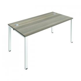 Jemini 1 Person Bench Desk 1600x800x730mm Grey Oak/White KF809210 KF809210