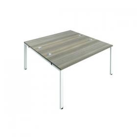 Jemini 2 Person Bench Desk 3200x1600x730mm Grey Oak/White KF809395 KF809395