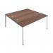 Jemini 2 Person Bench Desk 3200x1600x730mm Dark Walnut/White KF809432 KF809432