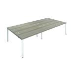 Jemini 4 Person Bench Desk 3200x1600x730mm Grey Oak/White KF809456 KF809456
