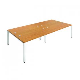 Jemini 4 Person Bench Desk 3200x1600x730mm Nova Oak/White KF809463 KF809463