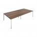 Jemini 4 Person Bench Desk 3200x1600x730mm Dark Walnut/White KF809494 KF809494