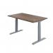 Jemini SitStand Desk with Cable Ports 1200x800x630-1290mm Dark WalnutSilver KF809692 KF809692