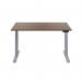 Jemini SitStand Desk with Cable Ports 1200x800x630-1290mm Dark WalnutSilver KF809692 KF809692
