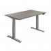 Jemini Sit/Stand Desk with Cable Ports 1200x800x630-1290mm Grey Oak/Silver KF809708 KF809708