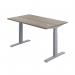 Jemini Sit/Stand Desk with Cable Ports 1200x800x630-1290mm Grey Oak/Silver KF809708 KF809708