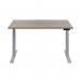 Jemini Sit/Stand Desk with Cable Ports 1200x800x630-1290mm Grey Oak/Silver KF809708 KF809708