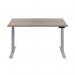 Jemini SitStand Desk with Cable Ports 1200x800x630-1290mm Grey OakSilver KF809708 KF809708