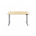 Jemini Sit/Stand Desk with Cable Ports 1200x800x630-1290mm Maple/Silver KF809715 KF809715