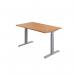 Jemini Sit/Stand Desk with Cable Ports 1200x800x630-1290mm Nova Oak/Silver KF809722 KF809722