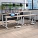 Jemini Sit/Stand Desk with Cable Ports 1200x800x630-1290mm Nova Oak/Silver KF809722 KF809722