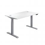 Jemini Sit/Stand Desk with Cable Ports 1200x800x630-1290mm White/Silver KF809739 KF809739