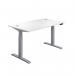 Jemini Sit/Stand Desk with Cable Ports 1200x800x630-1290mm White/Silver KF809739 KF809739