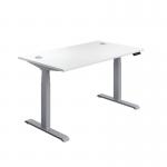 Jemini SitStand Desk with Cable Ports 1200x800x630-1290mm WhiteSilver KF809739 KF809739