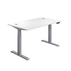 VOW Jemini SitStand Desk with Cable Ports 1200x800x630-1290mm WhiteSilver KF809739 KF809739