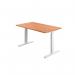 Jemini Sit/Stand Desk with Cable Ports 1200x800x630-1290mm Beech/White KF809746 KF809746