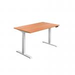 Jemini SitStand Desk with Cable Ports 1200x800x630-1290mm BeechWhite KF809746 KF809746