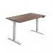 Jemini Sit/Stand Desk with Cable Ports 1200x800x630-1290mm Dark Walnut/White KF809753 KF809753